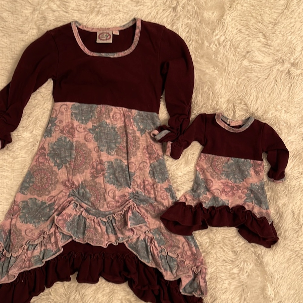 Little girls dress with matching 18in doll dress